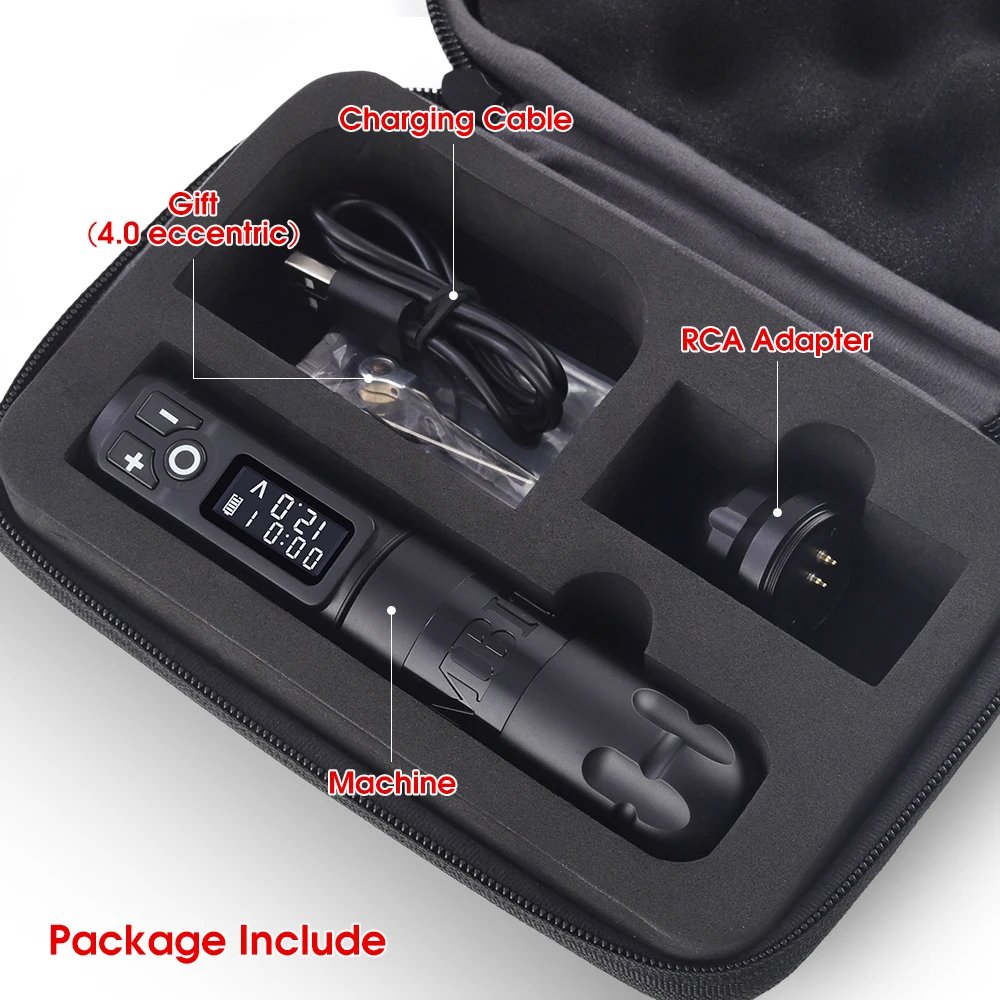 Ambition Soldier Professional Digital Rotary Wireless Tattoo Pen Gun Machine with RCA Adapter for Body Art
