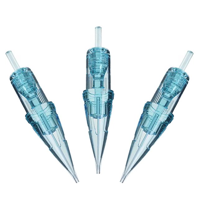 Sterilized Blue Flat Super Sharp Precise Tattoo Needle Cartridges Permanent Makeup Needles