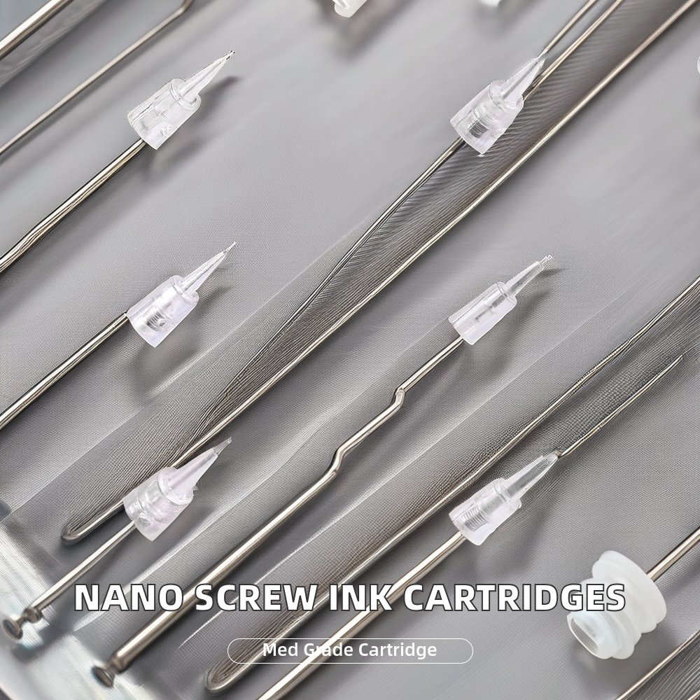 2024 1R-0.18mm Nano Screw Cartridge Needle Permanent Makeup Tattoo Needle Cartridge Eyebrow Mesotherapy Used Eyebrow Mesotherapy