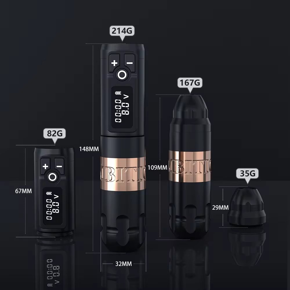 Ambition Soldier 2400mAh Professional Wireless Rotary Tattoo Pen Machine Complete Full Kit Set with Tattoo Cartridge Pigment Ink