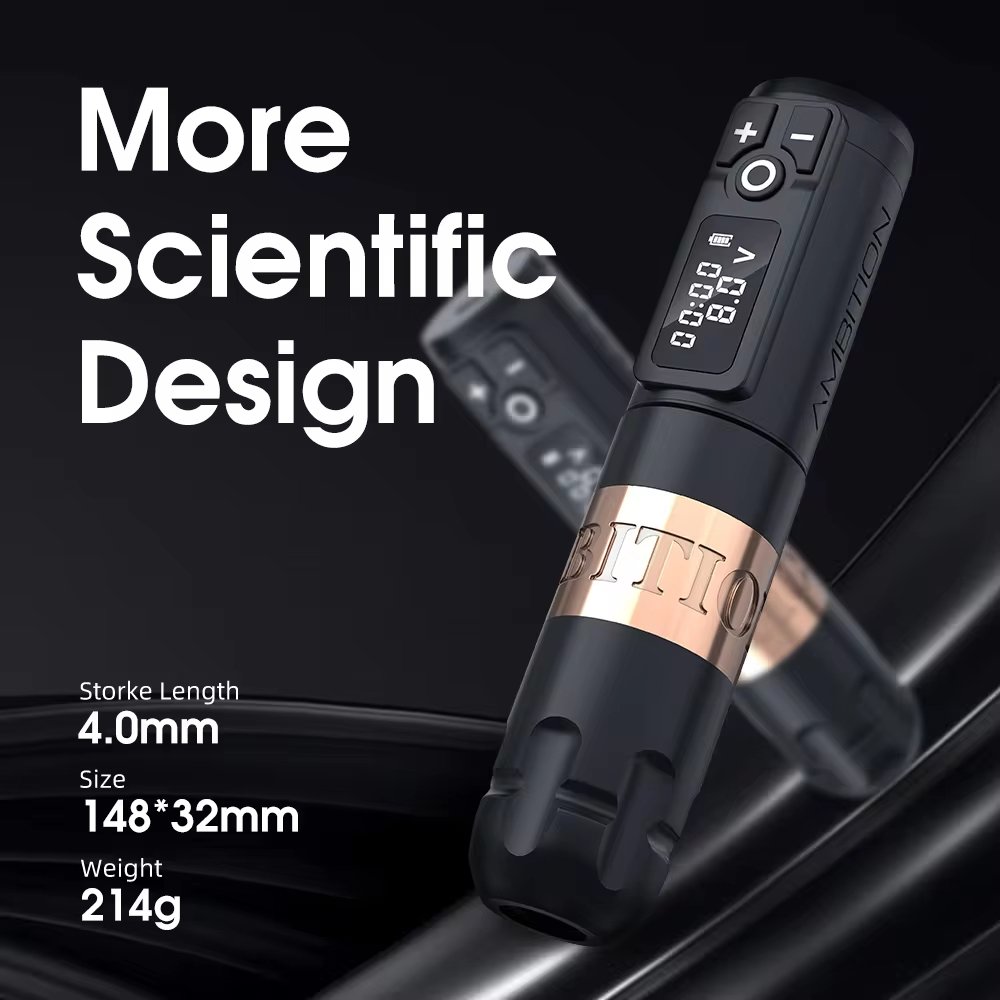 Ambition Soldier 2400mAh Professional Wireless Rotary Tattoo Pen Machine Complete Full Kit Set with Tattoo Cartridge Pigment Ink