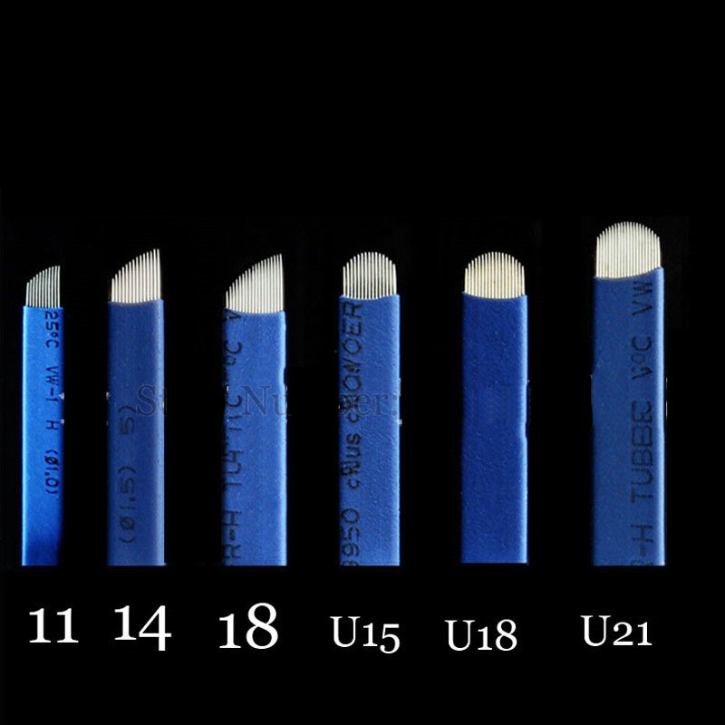 Microblading 0.18mm Tebori Blades Needles Tattoo needles Permanent Makeup Needle 7 9 12 14 17 21 Manual Eyebrow Blades supplies