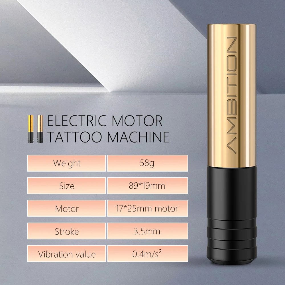 Ambition Tiny 3.5mm Stroke Permanent Makeup RCA Rotary Tattoo Machine Pen for Eyeliner Scalp Eyebrows Lips