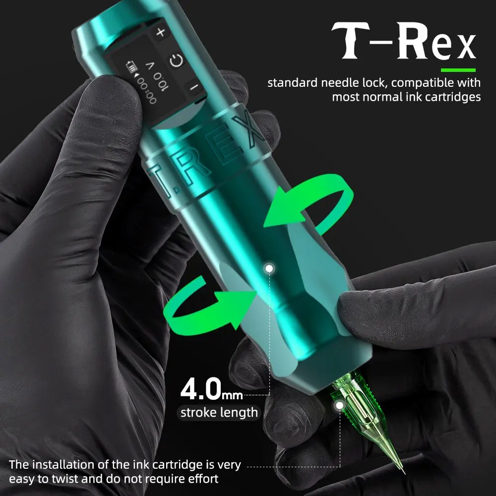 XNET Trex Portable 2400mAh LCD Digital Display Rotary Battery Pen Wireless Tattoo Machine Complete Kit Set with Cartridge Needle