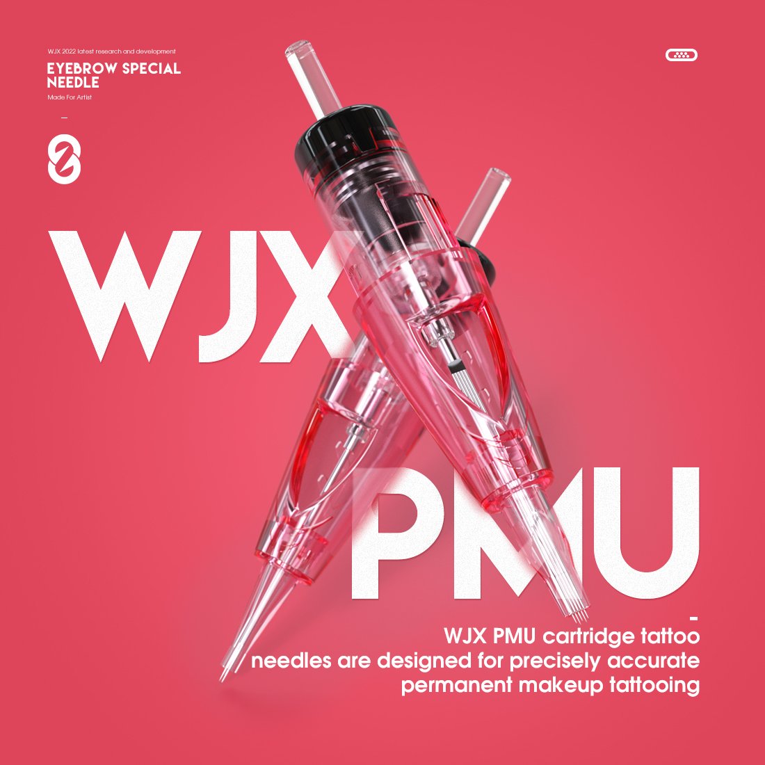 WJX Pink M1 Eyebrow Permanent Makeup Tattoo Cartridge Needle Disposable 0.16mm Wholesale 20pcs/box