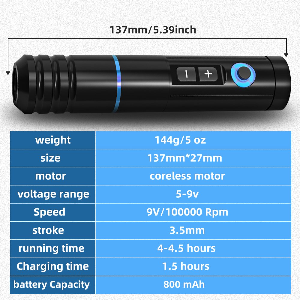 XNET 3.5mm Stroke Professional Wireless Tattoo Pen Machine Complete Kit Set With Cartridge for Scalp Eyebrow Body Art