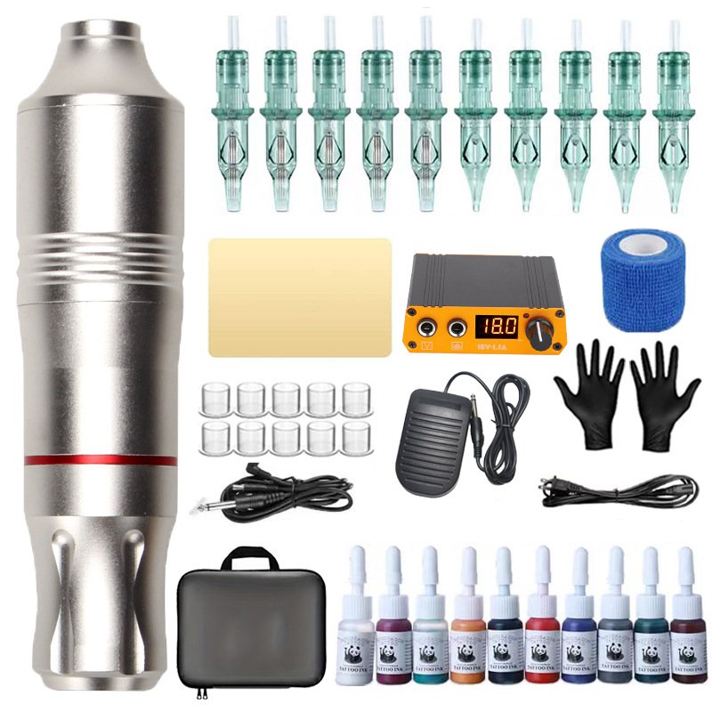 Buy Tattoo Machines Kit Rotary Gun Tattoo Pen Tattoo Power Supply Cartridges Needles Permanent Makeup Machine Accessories