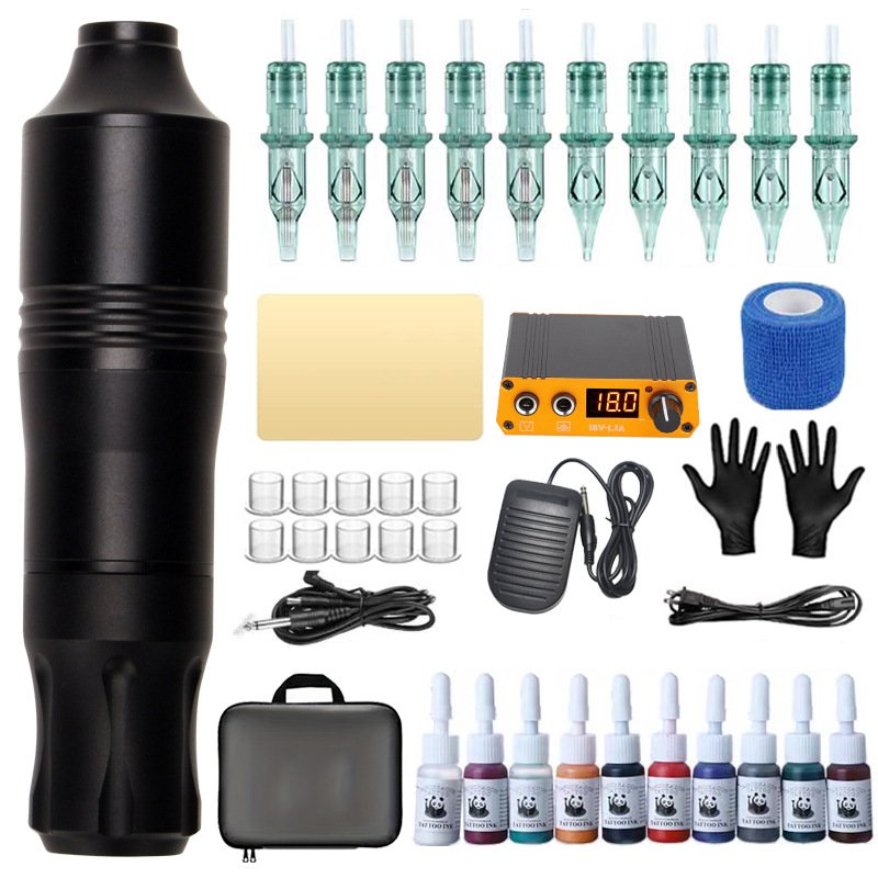 Buy Tattoo Machines Kit Rotary Gun Tattoo Pen Tattoo Power Supply Cartridges Needles Permanent Makeup Machine Accessories