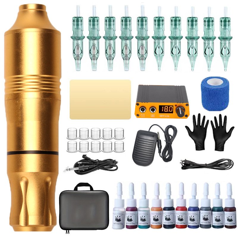 Buy Tattoo Machines Kit Rotary Gun Tattoo Pen Tattoo Power Supply Cartridges Needles Permanent Makeup Machine Accessories