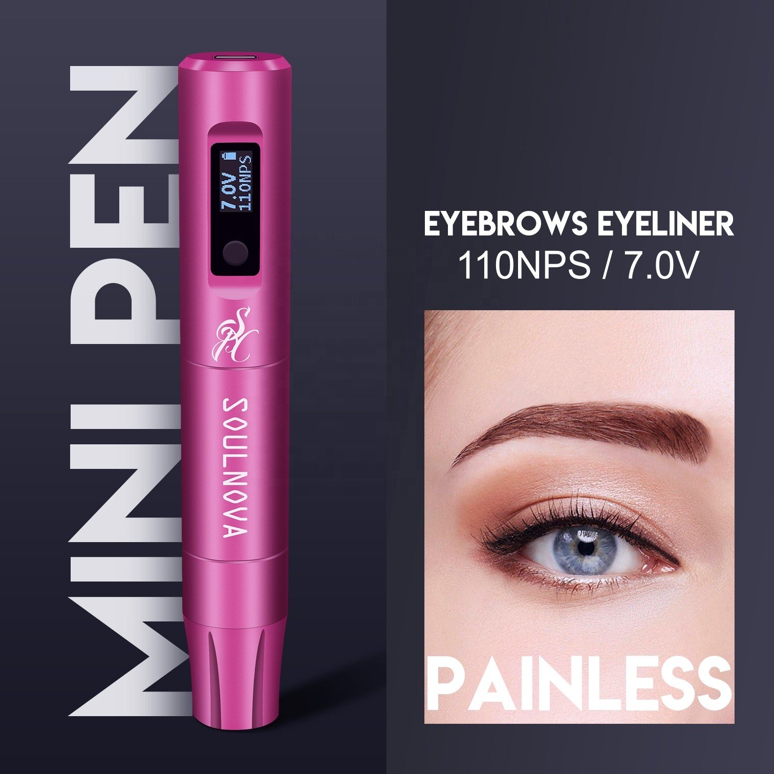 Soulnova Painless Permanent Makeup Pen for Eyebrows Lips Customized Wireless Tattoo Machine