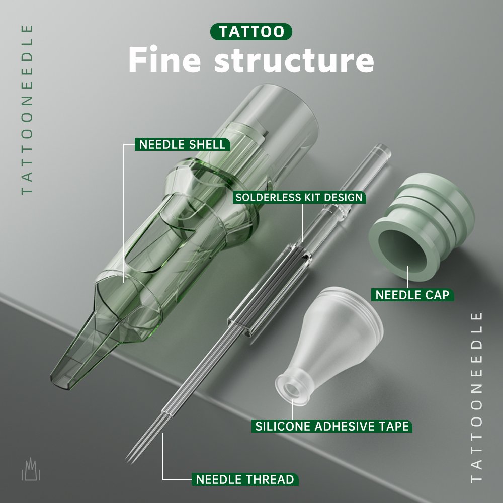 Tuffking Green Jadeite RL RS RM M1Tattoo Needle Cartridge Factory Direct Sale OEM Disposable Needle Customize Blister Support