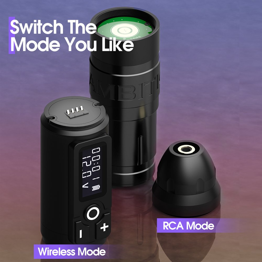 Ambition Storm Wand Powerful Coreless Motor Professional Rotary Wireless Tattoo Machine Pen with RCA Adapter for Body Art