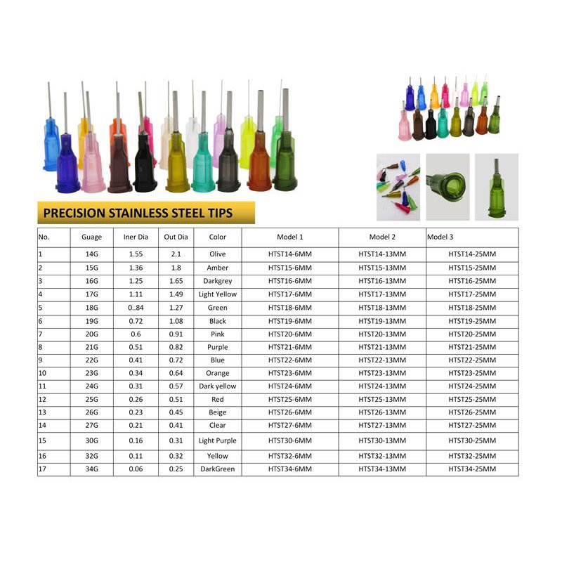 PRECISION STAINLESS STEEL TIPS needle For Adhesive Dispensing Syringe cartridges Customized Accept Dispenser Accessories