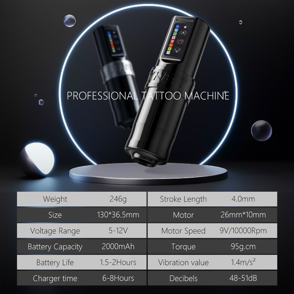 XNET F L U X 2000mAh 4.0mm Stroke Electric Tattoo Gun Professional Wireless Rotary Tattoo Pen Machine for Artists Body Art