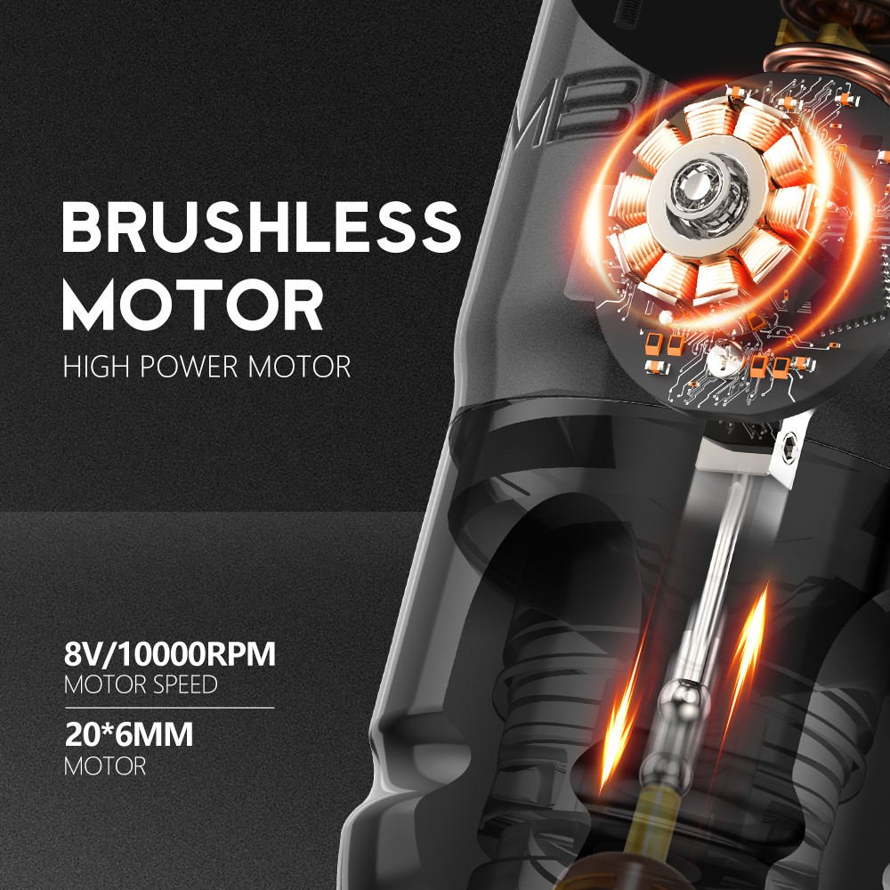 XNET Lutin Brushless Motor 3.5mm/4.0mm Stroke Straight Drive Rod Professional Rotary Tattoo Machine Pen Gun for Body Art