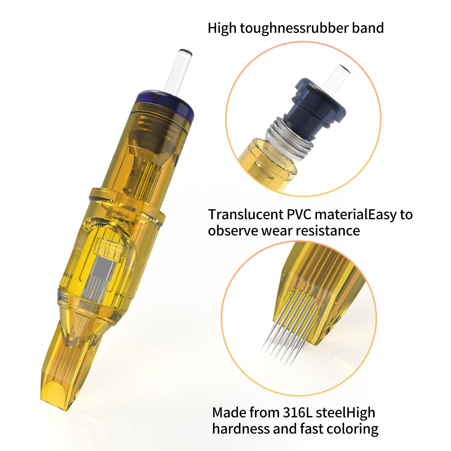 Yilong Yellow Dragonfly 10pcs/box Professional Makeup Cartridge Needles For Tattoo Pen Machine Permanent Cartridge Needles
