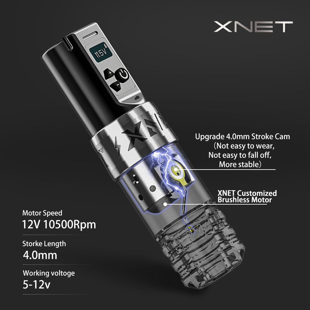 XNET Torch Powerful Coreless Motor 2400mAh Professional Wireless Tattoo Machine Pen With Double Battery for Body Art