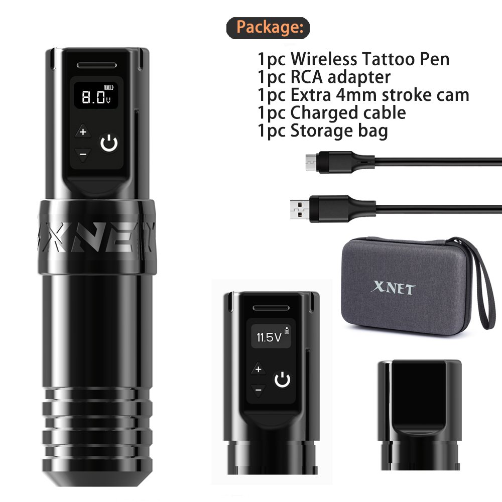XNET Torch Powerful Coreless Motor 2400mAh Professional Wireless Tattoo Machine Pen With Double Battery for Body Art