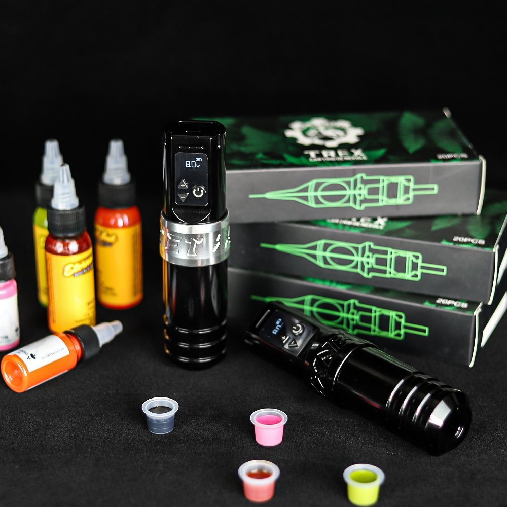 XNET Torch 2400mAh 4mm Stroke Digital Display Professional Wireless Rotary Tattoo Machine Pen Kits with 20pcs Cartridge Needle