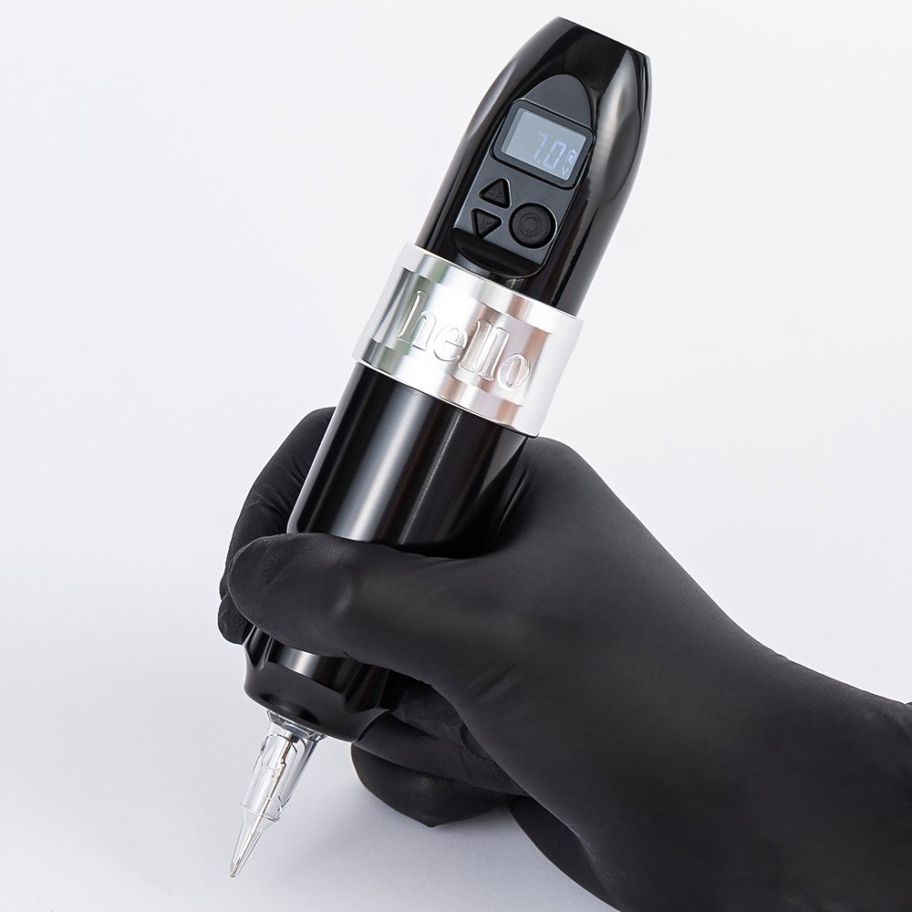 Ambition Powerful Motor Wireless Tattoo Pen Machine Professional Digital Rotary Tattoo Gun with Double Battery for Body Art