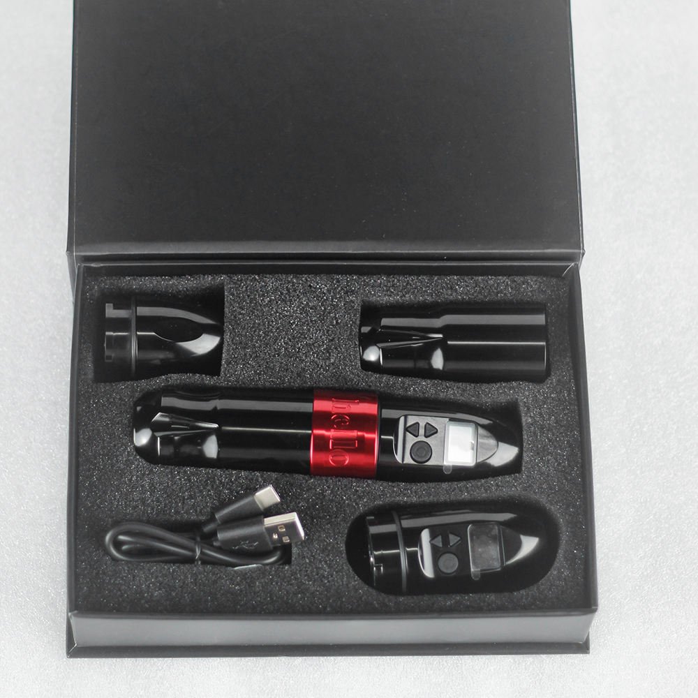 Ambition Powerful Motor Wireless Tattoo Pen Machine Professional Digital Rotary Tattoo Gun with Double Battery for Body Art