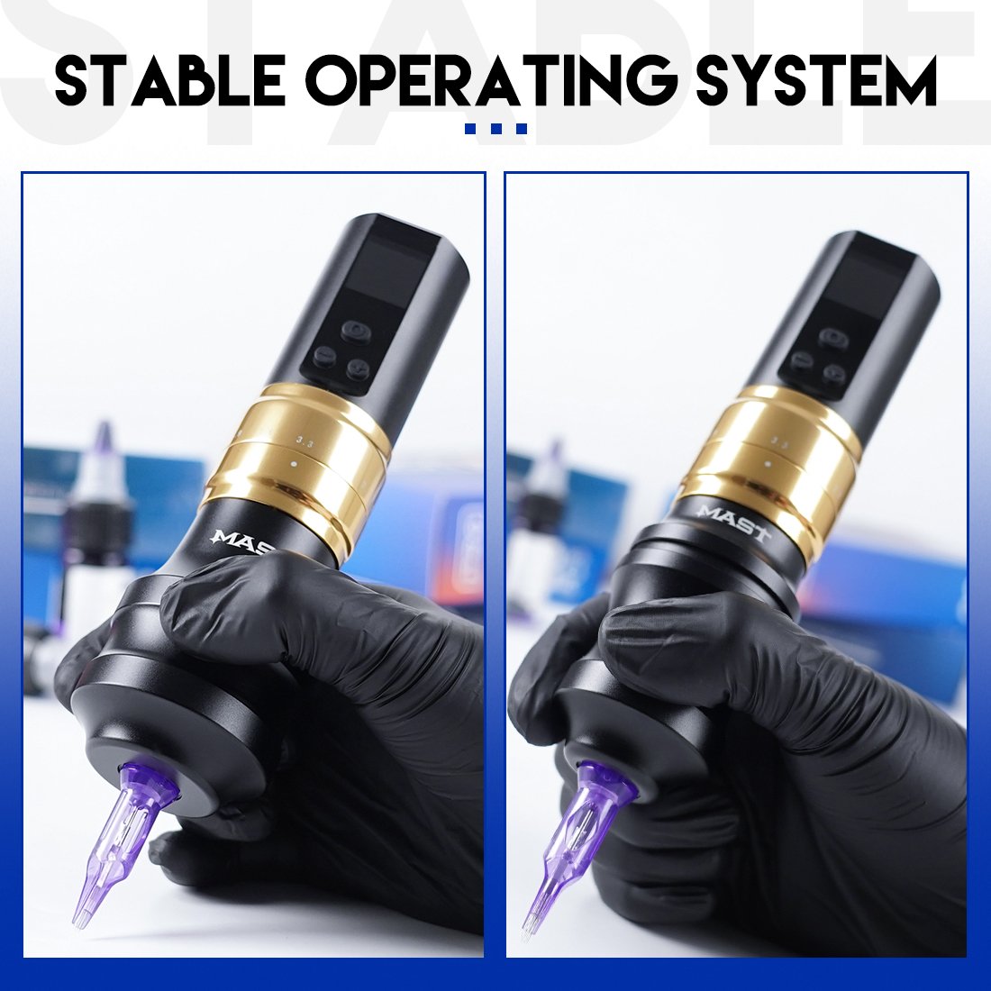 Mast Fold 2 Double Grips 2.4-4.2mm Adjustable Stroke Pmu Permanent Makeup Tattoo Machine Pen Black
