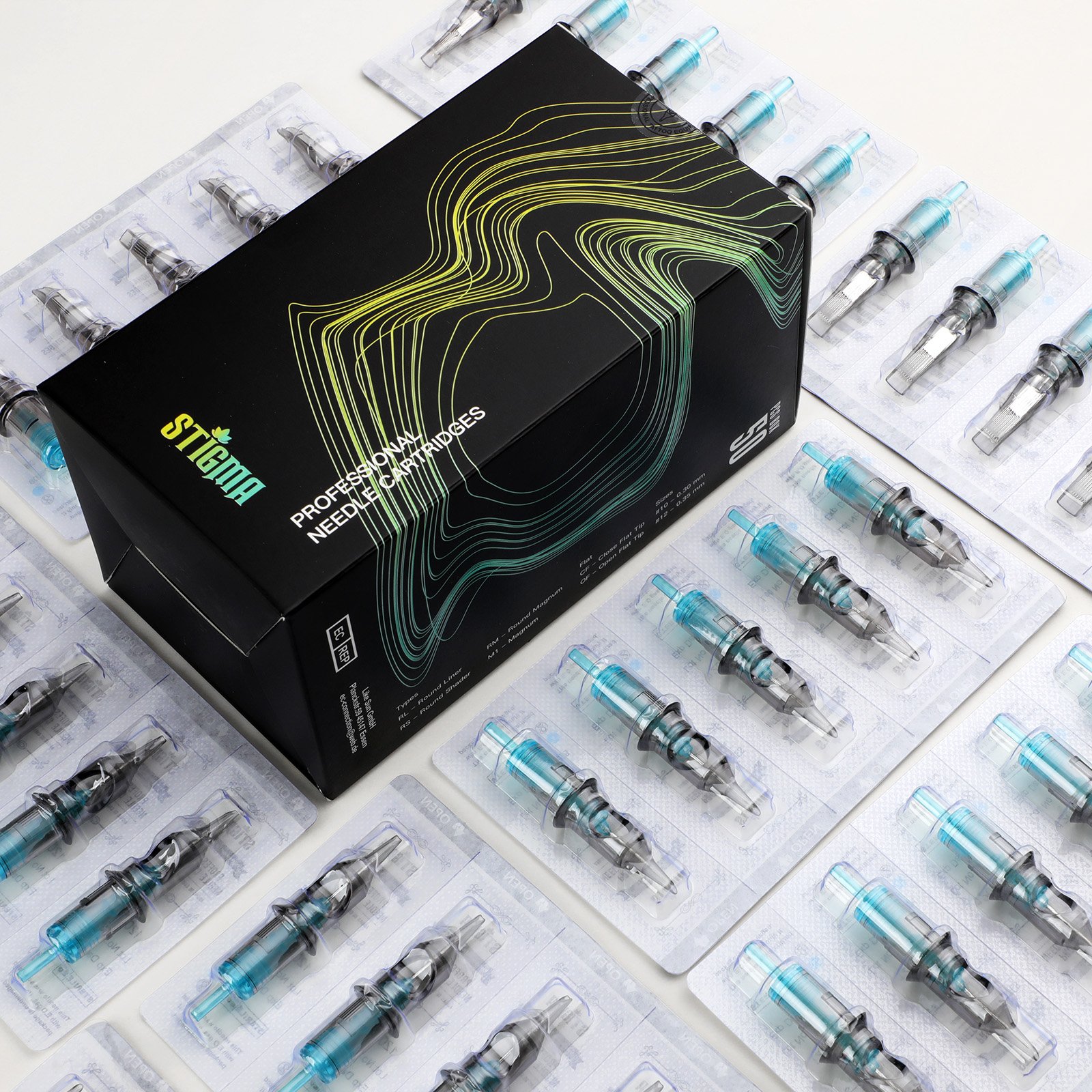Tattoo Cartridge Needles 50Pcs Assorted Mixed Size Disposable Membrane Tattoo Cartridge Needles