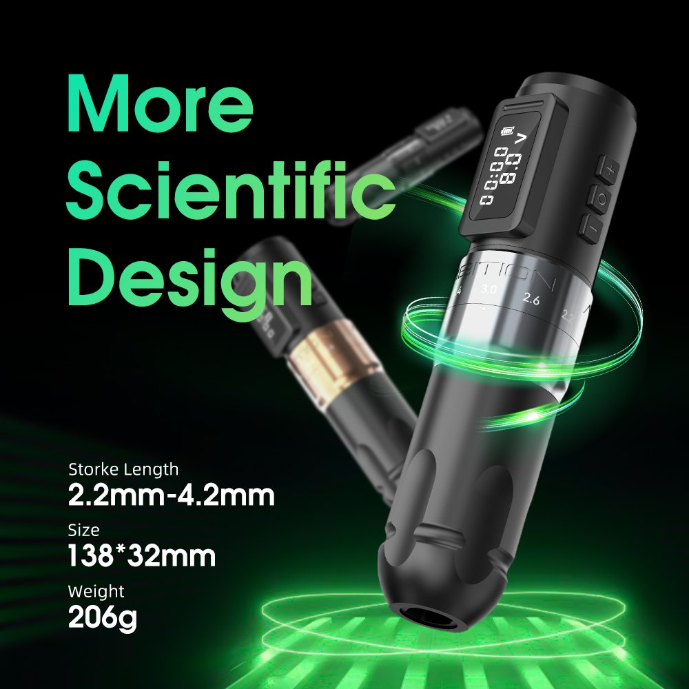 Ambition Mars-U 2.2-2.6-3.0-3.4-3.8-4.2mm Adjustable Stroke Professional Wireless Rotary Tattoo Pen Machine Gun for Body Art