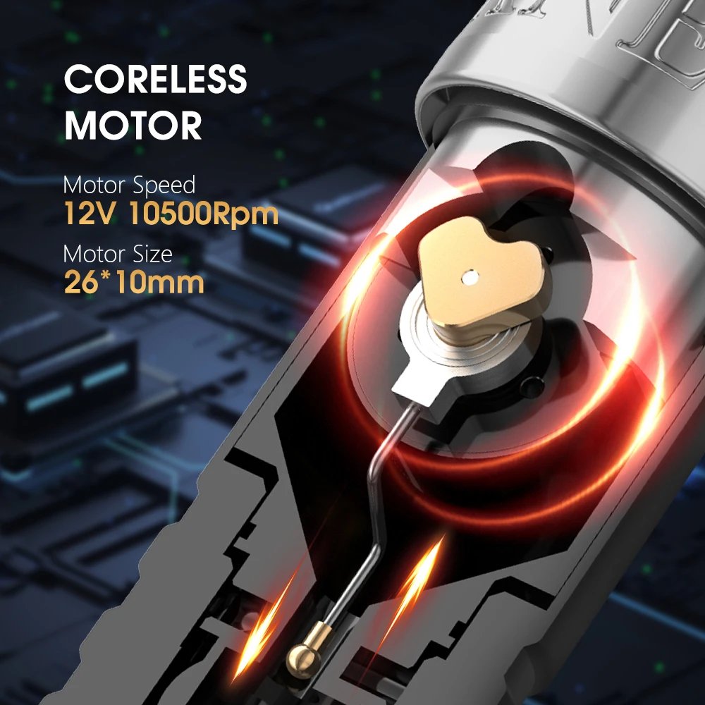XNET Torch 4.0mm Stroke 2400mAh Digital Display Electric Tattoo Gun Professional Wireless Rotary Tattoo Pen Machine for Body Art