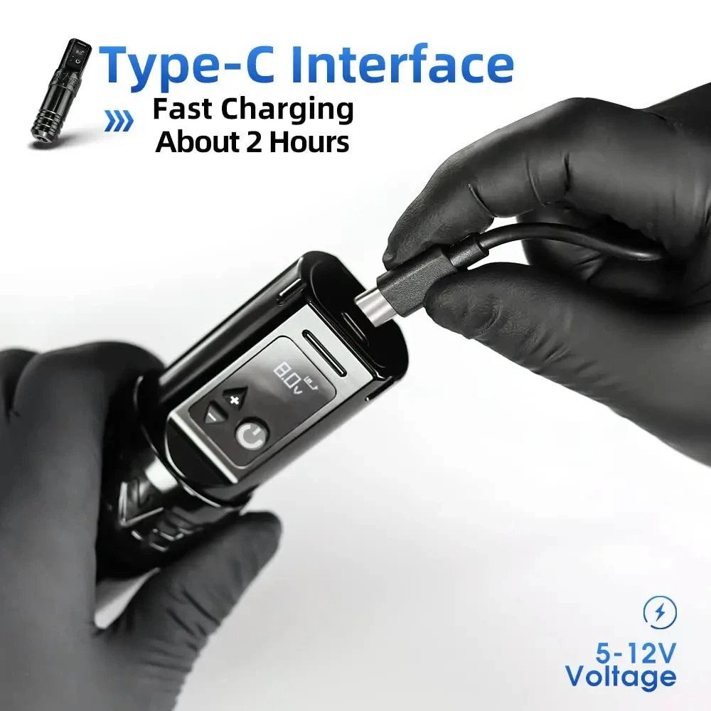XNET Torch 4.0mm Stroke 2400mAh Digital Display Electric Tattoo Gun Professional Wireless Rotary Tattoo Pen Machine for Body Art