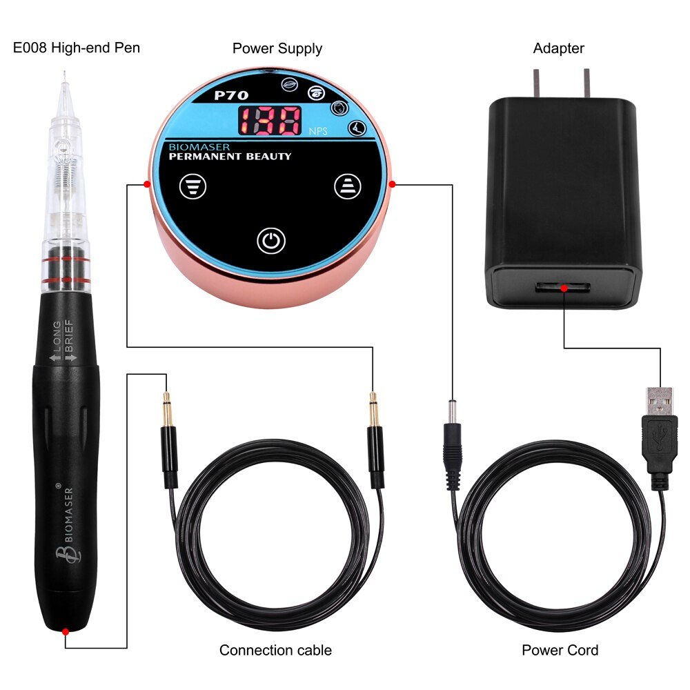 Biomaser Dermografo P70 Mini Eyebrow dermografo Portable Soft Master Training Tattoo Digital Microblading Machine Kit
