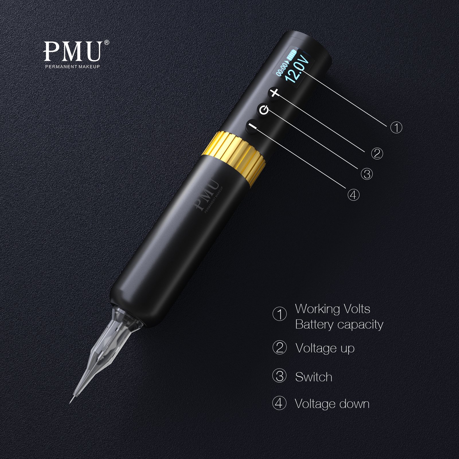 PMU wireless permanent makeup tattoo machine 2.7 stroke with universal cartridge needle