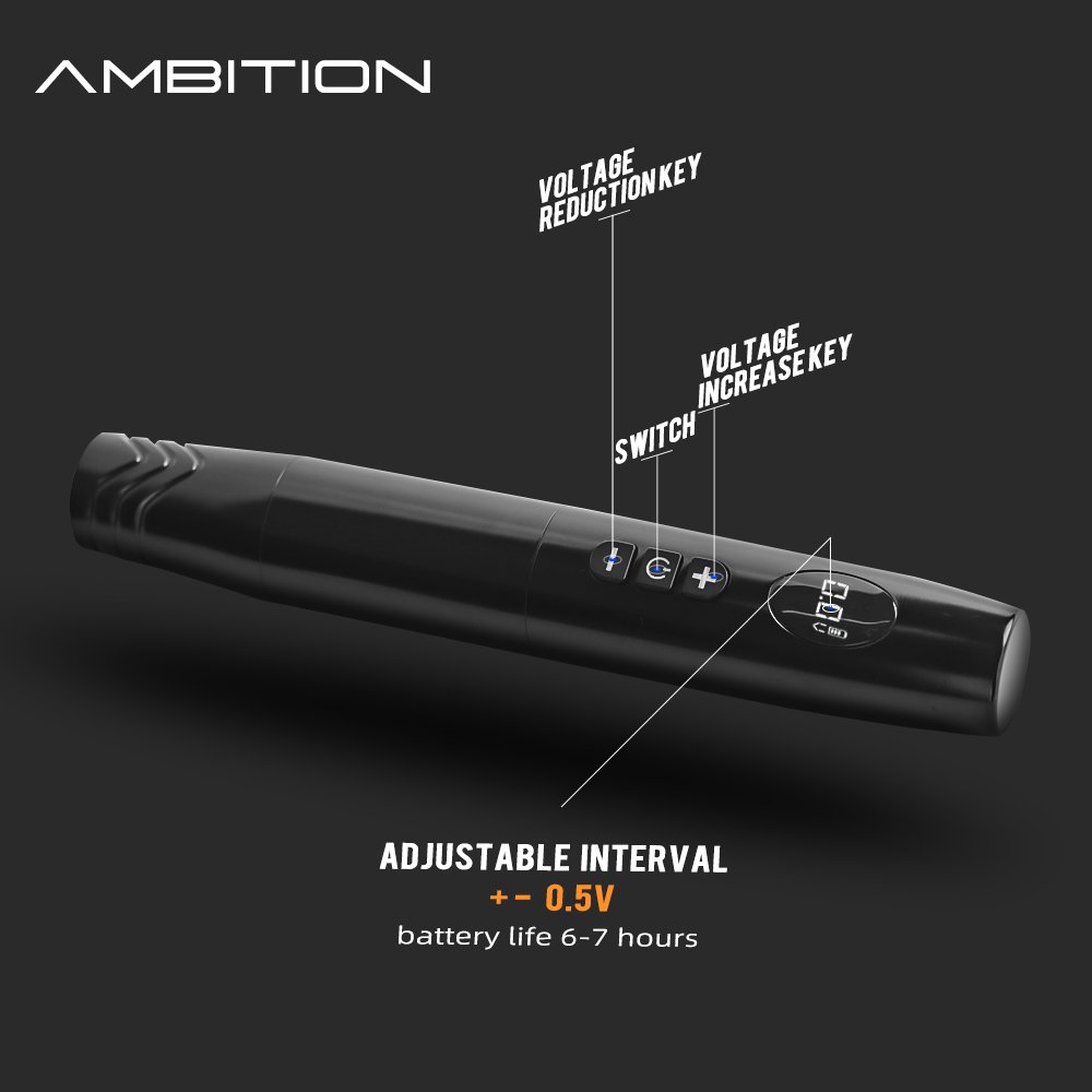 Ambition 900mAh Portable Permanent Makeup Eyebrow Tattoo Pen 3.5mm Stroke Wireless Tattoo Pen Machine for Eyeliner Lips Scalp