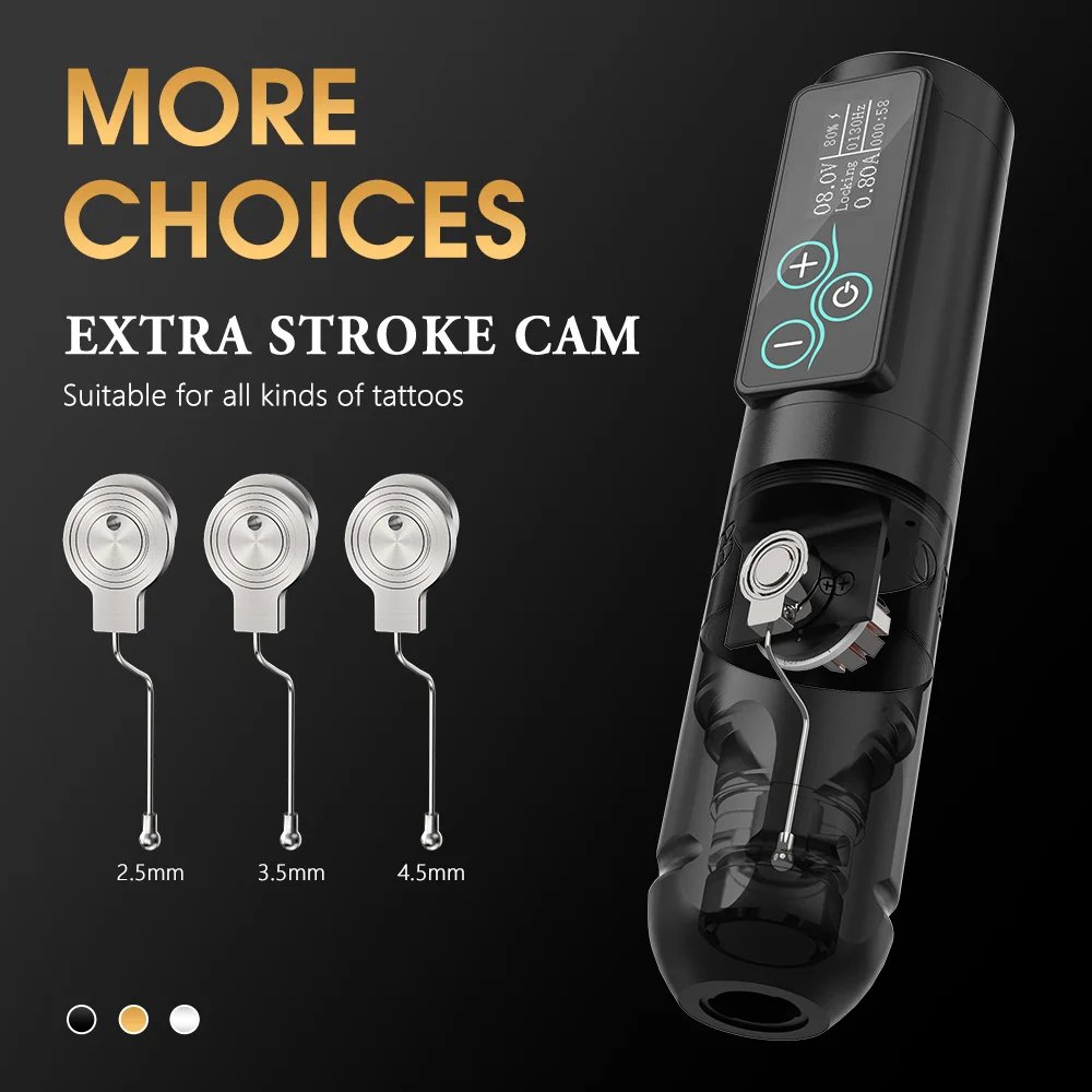 Ambition Vibe 2.5-3.5-4.0-4.5mm Stroke 2400mAh Brushless Motor Professional Wireless Tattoo Pen Machine for Body Art