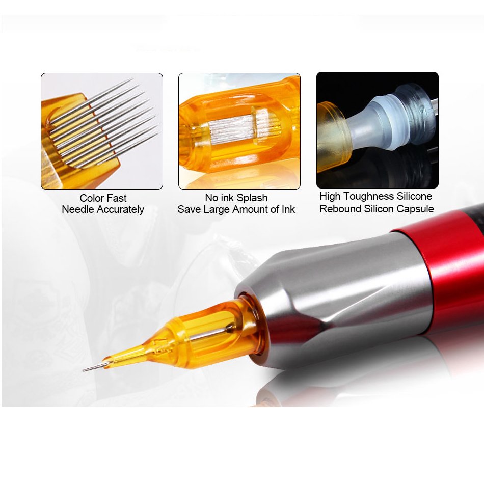 Professional Makeup Cartridge Needles For Tattoo Pen Machine Permanent Tattoo Needles Cartridge 20pcs Yellow Dragonfly I