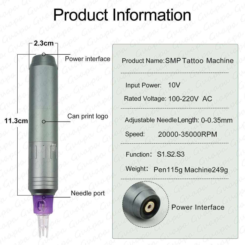 Hot Sale Korea SMP Scalp Micropigmentation Device Swiss Motor Tattoo Machine with Cartridge Needle for Camouflage Female Hair