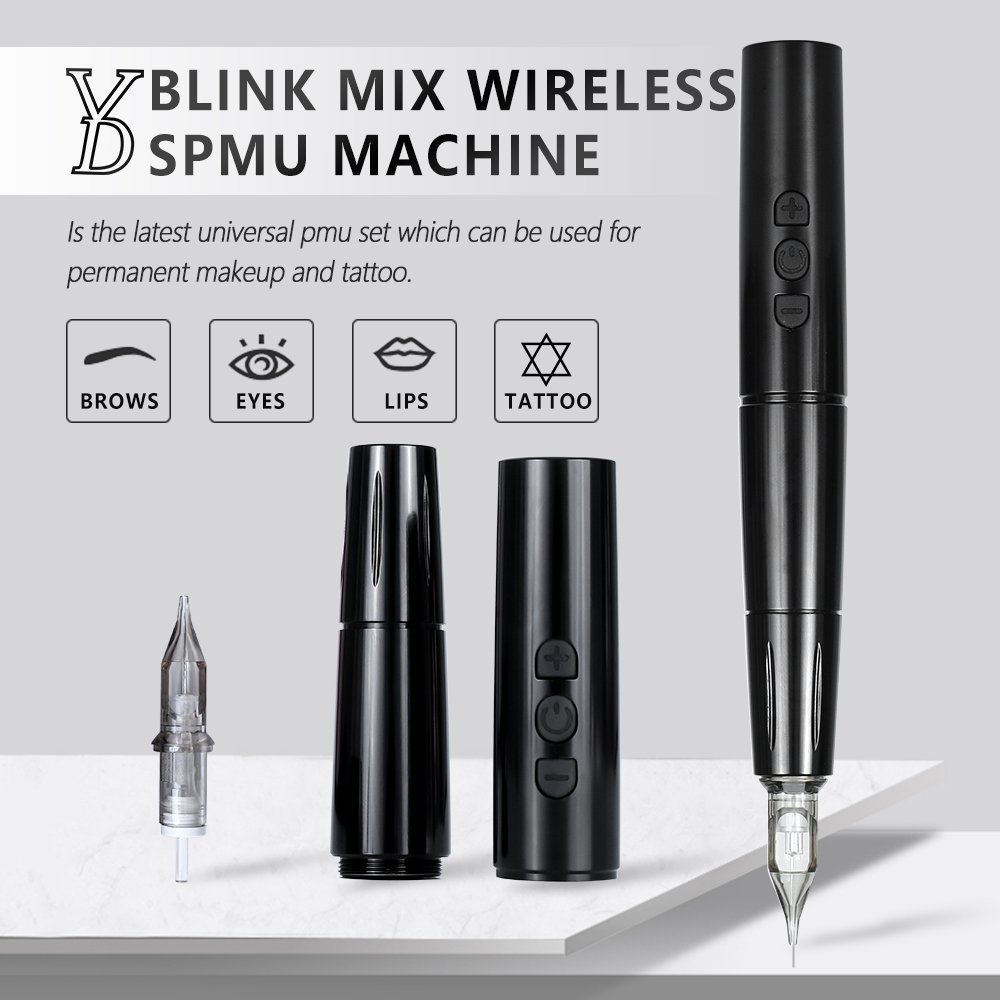 Factory Whole YD Blink Mix Dual Battery Wireless Stroke 3mm Permanent Makeup Rotary Universal Cartridge Tattoo Machine
