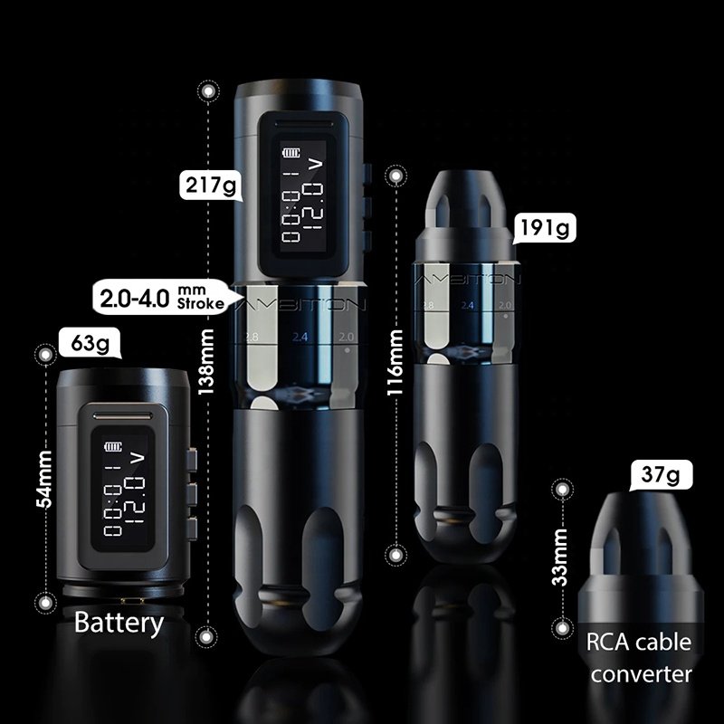 Permanent Makeup LED Display Tattoo Cartridge Pen Adjustable Stroke Wireless Machine Kit