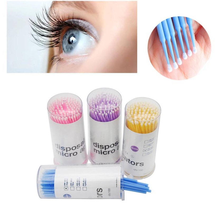 100PCS/Box Disposable Eyelash Brushes Swab Microbrushes Eyelash Extension Tools Individual Eyelashes Removing Tools Applicators