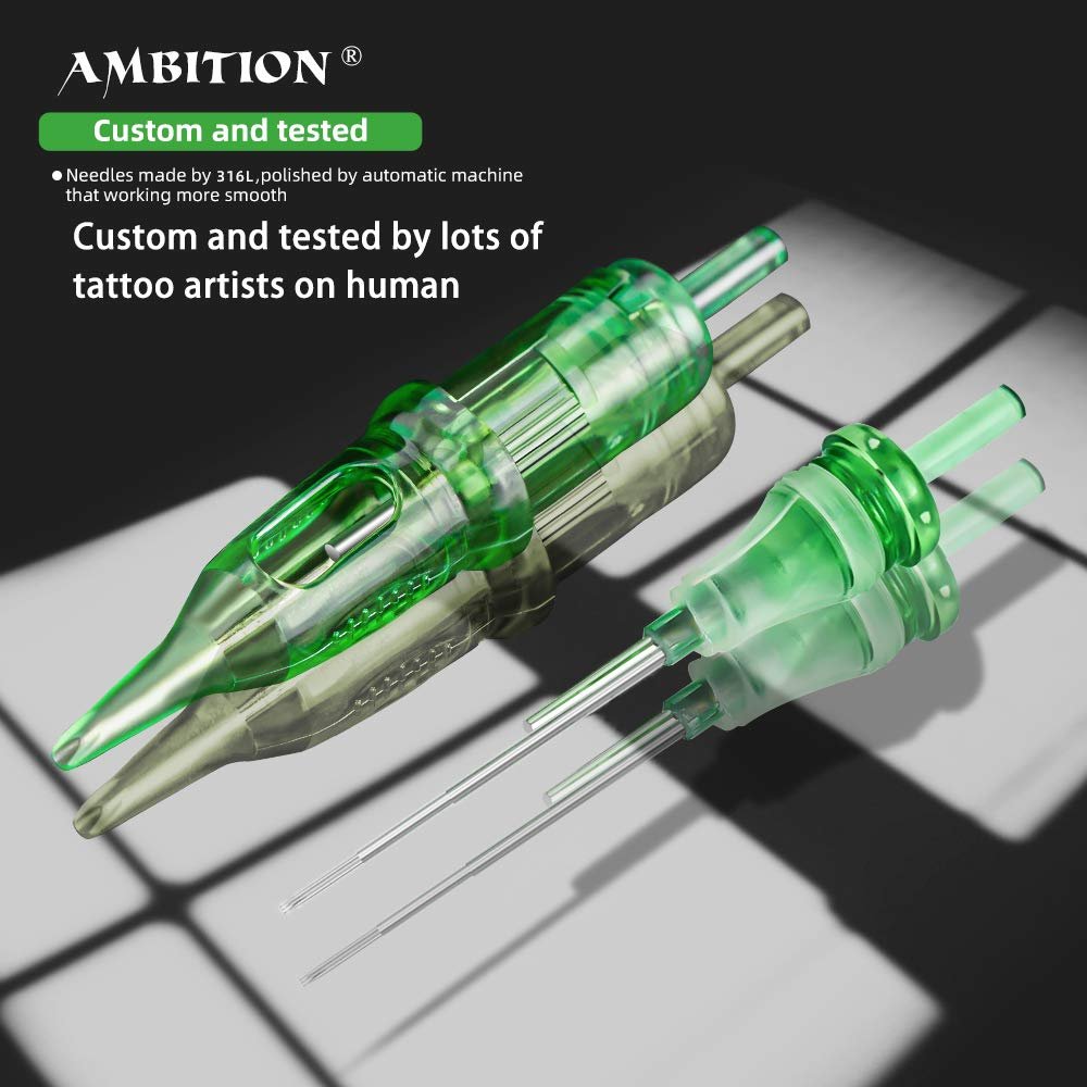 Ambition TREX 20Pcs Curved Magnum Medium Taper 1215RM Cartridges #12 Standard 15RM Disposable Tattoo Needles