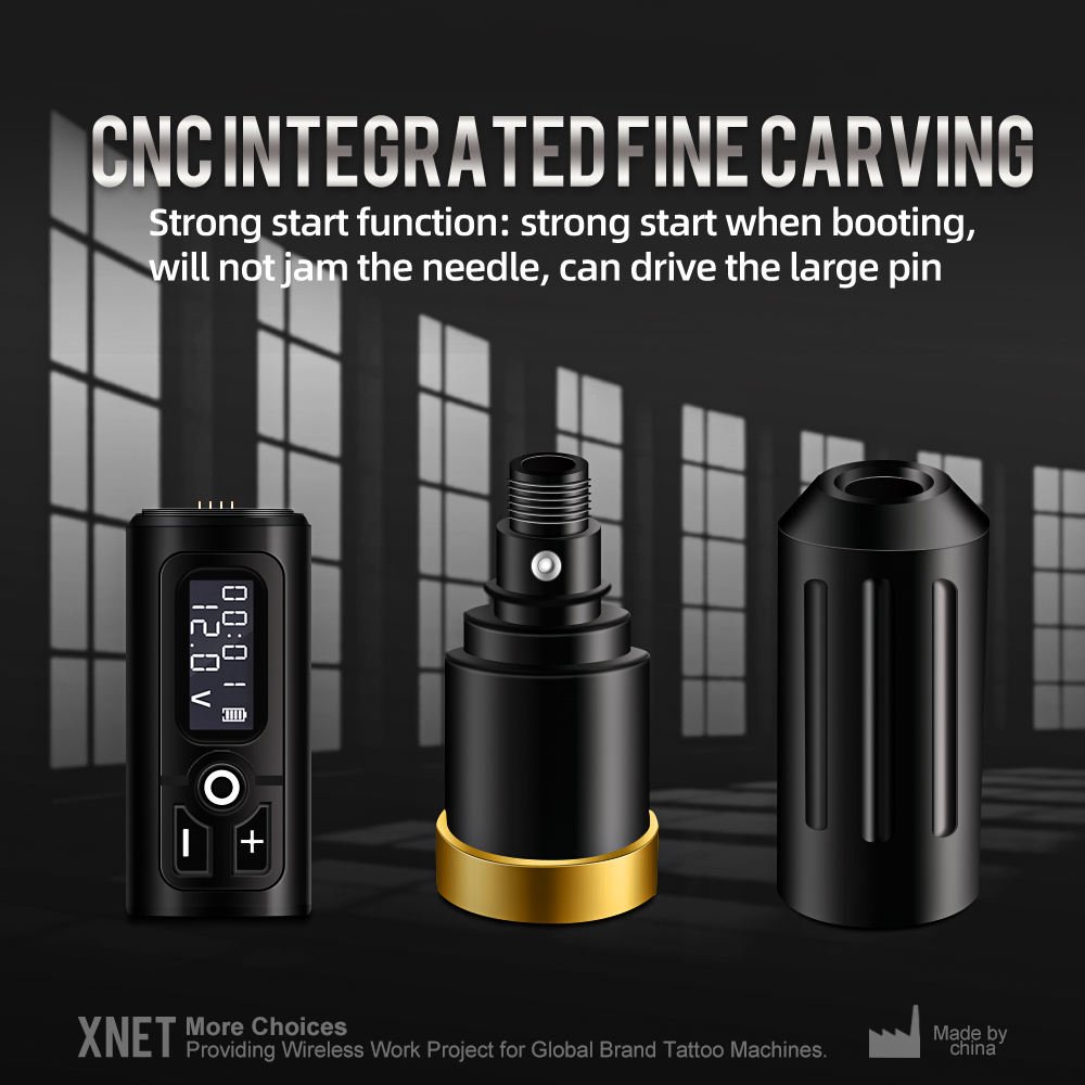 XNET Plus 2400mAh Digital Professional Wireless Rotary Tattoo Pen Machine Full Kit Set with Cartridge Needles