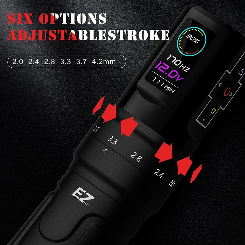 EZ Tattoo P3 PRO 2 batteries Matte Permanent Tattoo Machine Wireless Tattoo Machine pen with Adjustable Stroke and App Function