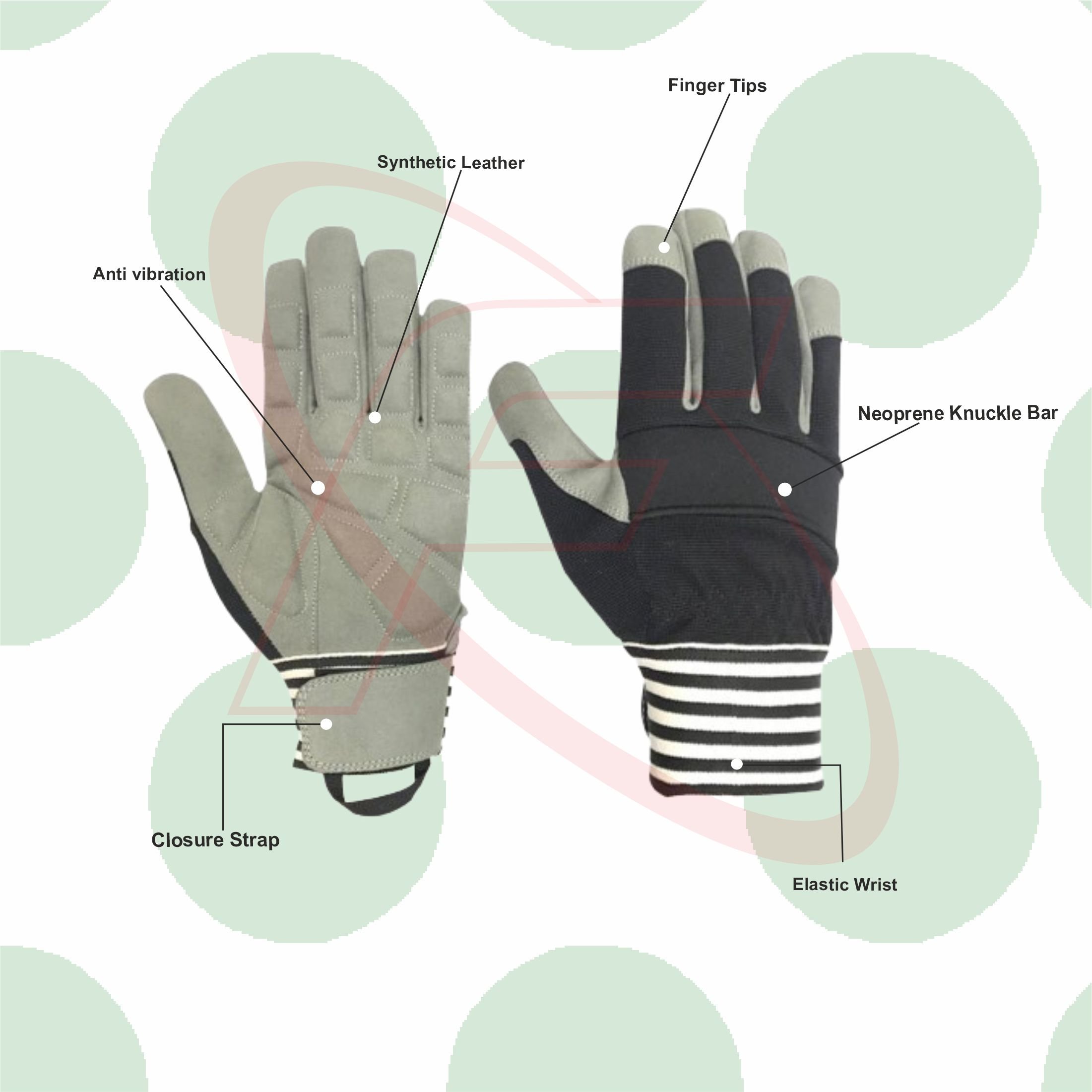 Prevent contamination and infection Synthetic leather safety gloves and anti-vibration gloves for hand protection