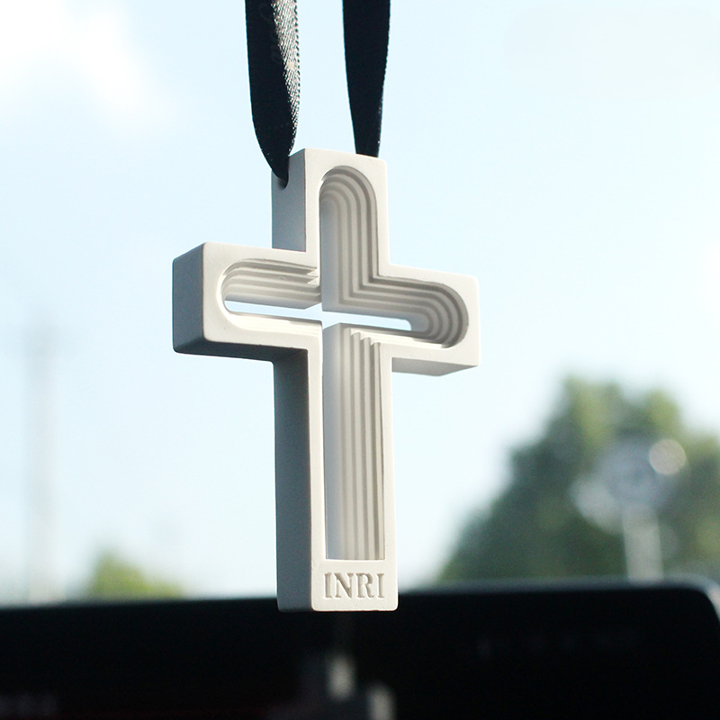Handmade Men's Perfume Car Aromatherapy Pendant Enlarged Stone Cross Reed Diffuser Sets New Car Interior Wholesale Rearview
