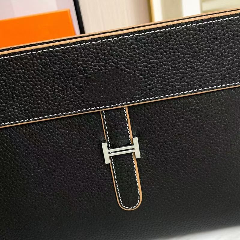 New leather men's clutch bag fashion brand first layer cowhide fashion clutch bag Large capacity men's clutch wrist bag
