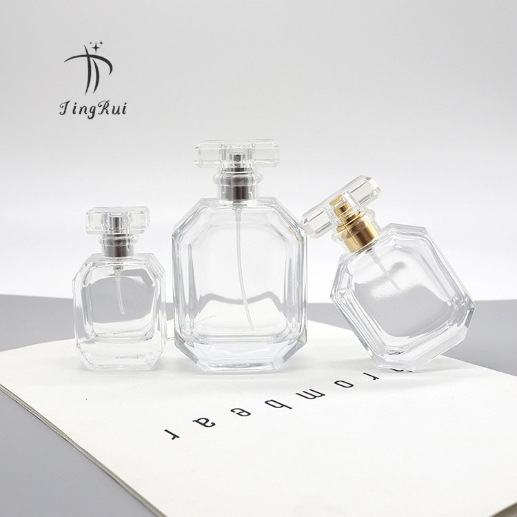 Wholesale men's glass perfume bottle 30ml 50ml square luxury spray bottle empty perfume bottle