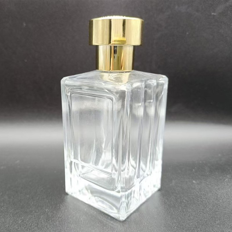 High Quality Men's Perfume Empty 50ml Perfume Spray Glass Bottle with Gold Cap