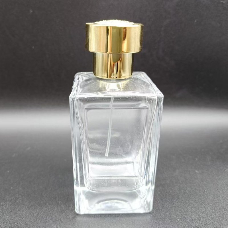 High Quality Men's Perfume Empty 50ml Perfume Spray Glass Bottle with Gold Cap