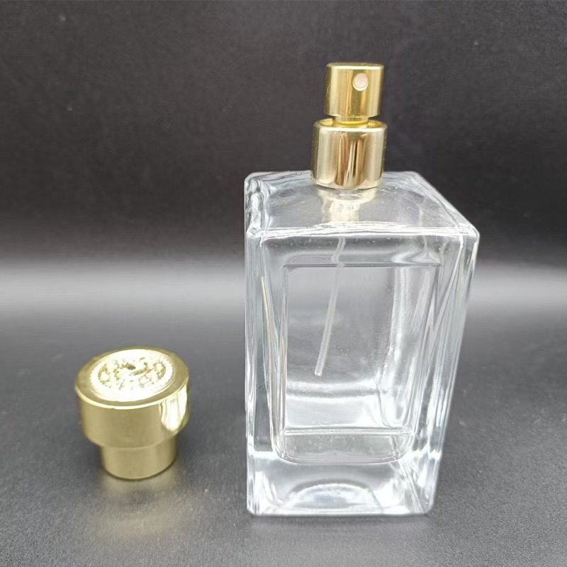 High Quality Men's Perfume Empty 50ml Perfume Spray Glass Bottle with Gold Cap