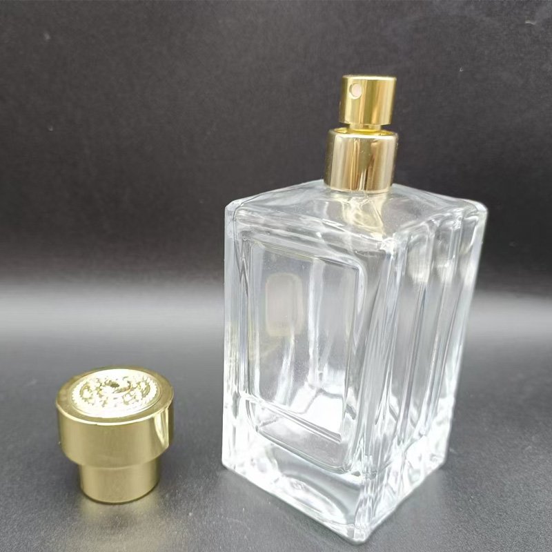 High Quality Men's Perfume Empty 50ml Perfume Spray Glass Bottle with Gold Cap